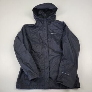 Columbia Omni-tech Hooded Rain Jacket Black Full Zip Women's Sz XS Outdoor